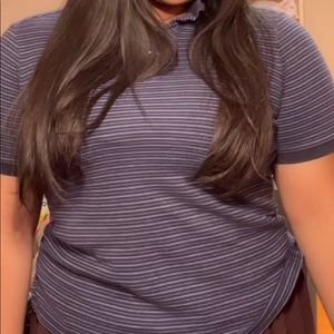 Blue striped collared top